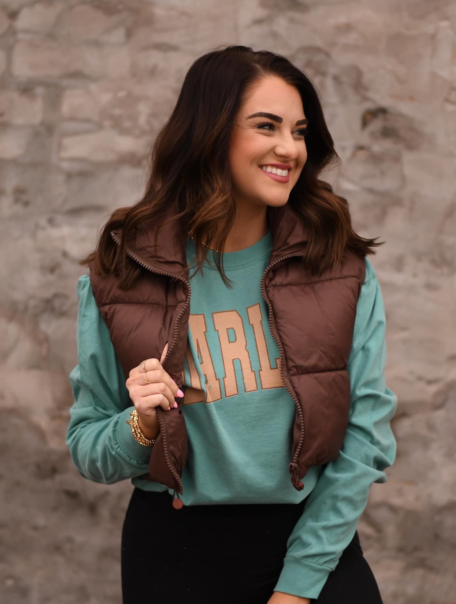 RTS Brown Cropped Puffer Vest